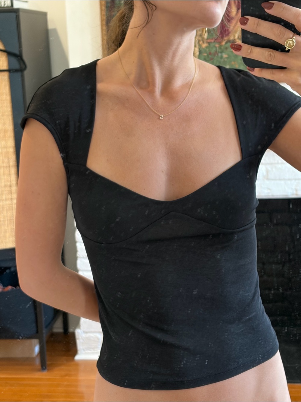 Classic Black Sweetheart Neck Women’s Top